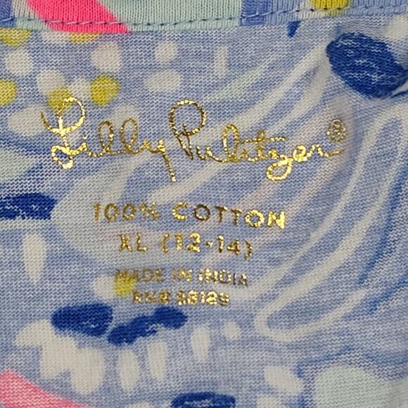 Lilly Pulitzer Oh My Guava blue girls romper Size XL (12-14) beachy resort wear - Picture 7 of 8